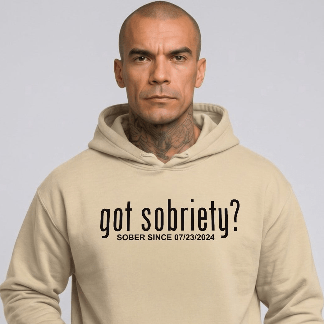Got Sobriety Recovery Hoodie flat lay styled image (view 43)