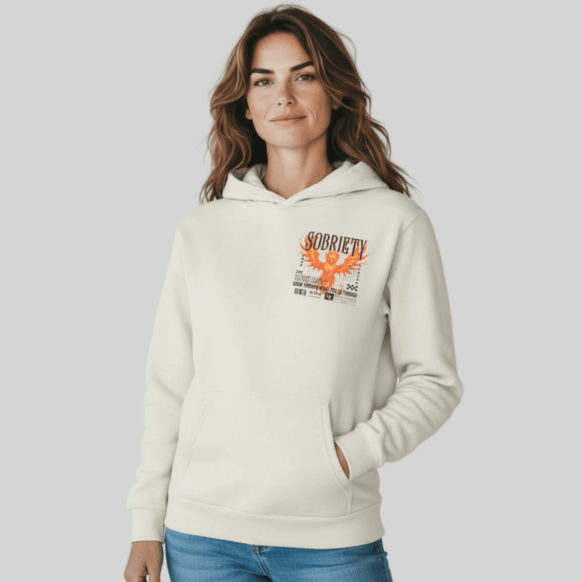 Loosid Cream Phoenix Reborn Recovery Hoodie ULTRA Premium Garment Dyed Recovery Hoodie featuring the design
