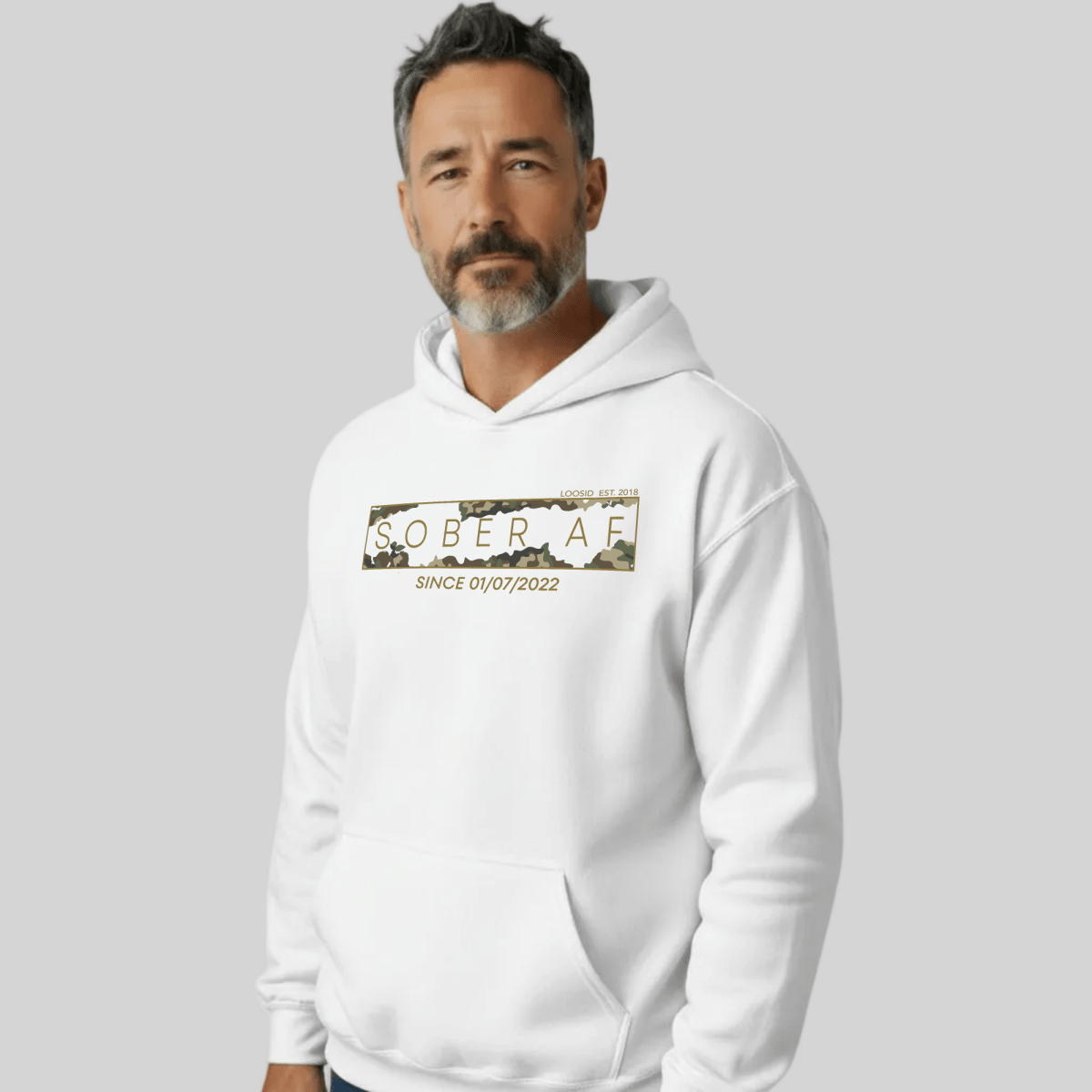 Sober AF Camo Recovery Hoodie product photo (view 20)