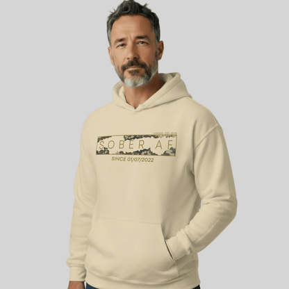 Sober AF Camo Recovery Hoodie side view (view 16)