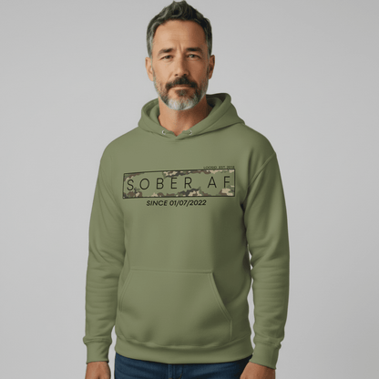 Sober AF Camo Recovery Hoodie graphic detail (view 34)