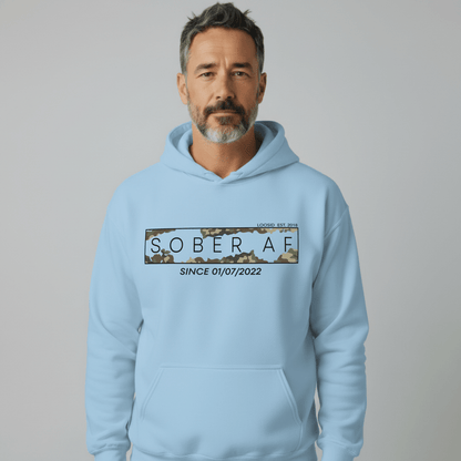 Sober AF Camo Recovery Hoodie back view (view 27)