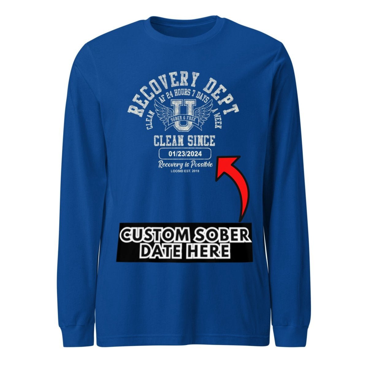 Recovery Dept 24 7 Long Sleeve Sober T Shirt product photo (view 20)