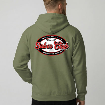 Sober Club Badge Recovery Hoodie fit detail (view 39)