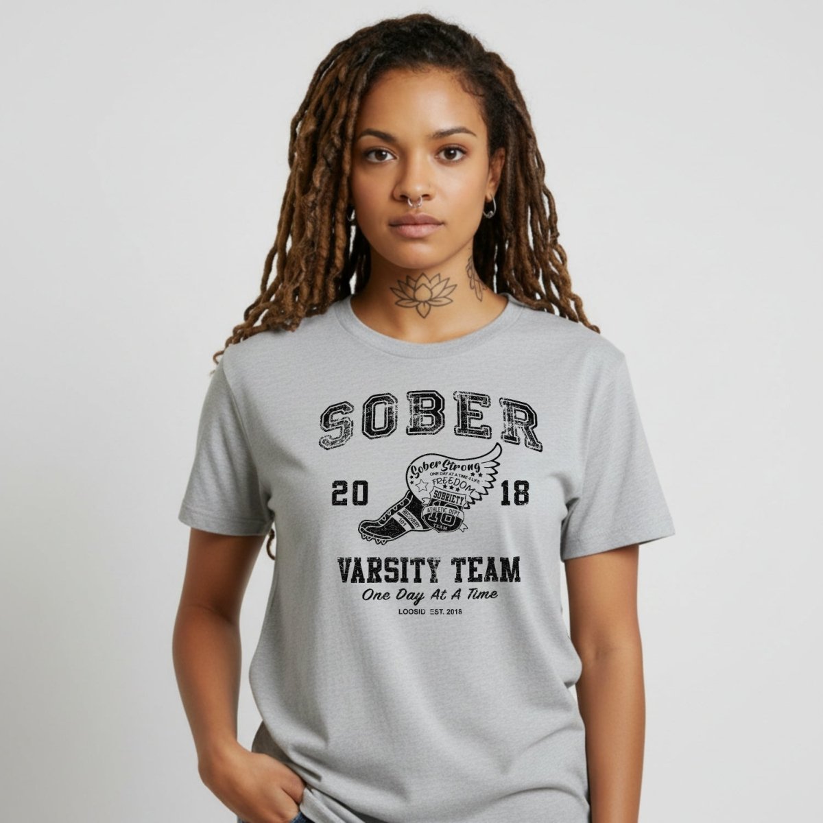 Sober Varsity Team Sober T Shirt fit detail (view 19)