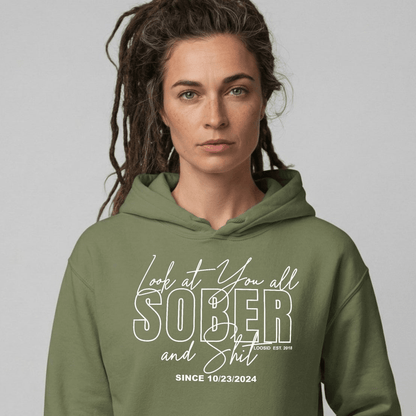 Look at You Sober Recovery Hoodie fit detail (view 19)