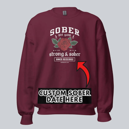 SOBER Girl Gang Strong & Sober Recovery Hoodie flat lay styled image (view 13)