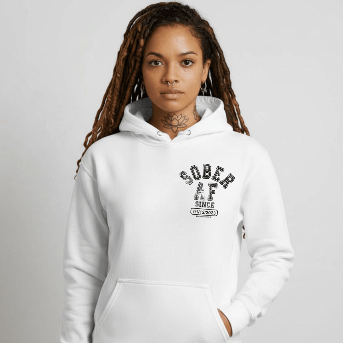 Sober AF Recovery Hoodie side view (view 16)