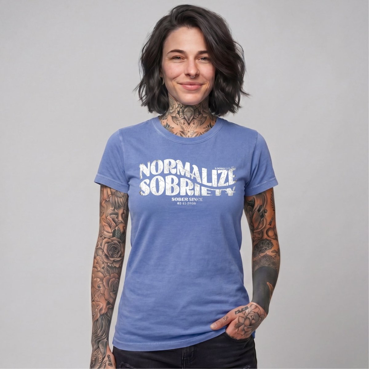 Normalize Sobriety Women garment dyed Sober T Shirt fit detail (view 19)