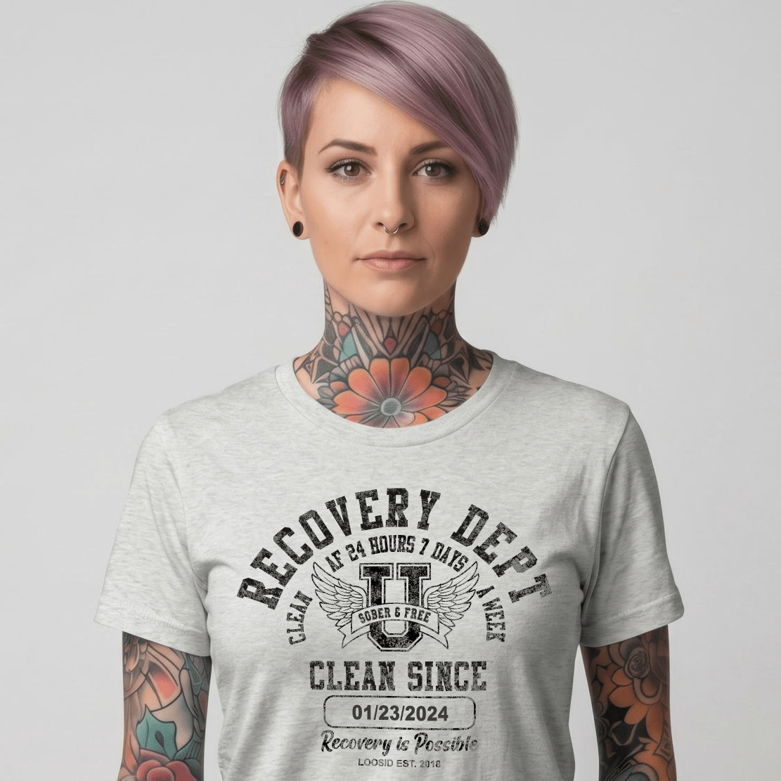 Clean Since Sobriety Sober T Shirt packaging detail (view 18)