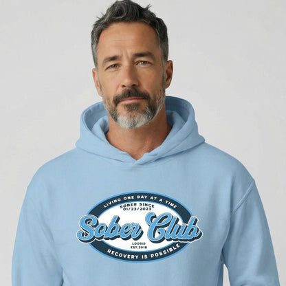 Sober Club Badge Recovery Hoodie featuring the design (view 31)