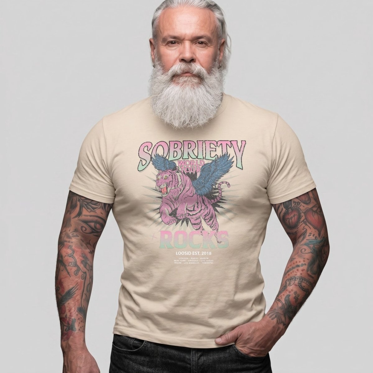 Sobriety Rocks Tour Sober T Shirt fit detail (view 19)