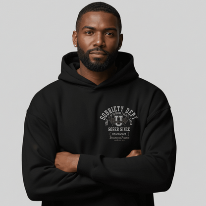 Loosid Sobriety Dept Recovery Hoodie featuring the design