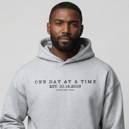 One Day At a Time Recovery Hoodie side view (view 6)