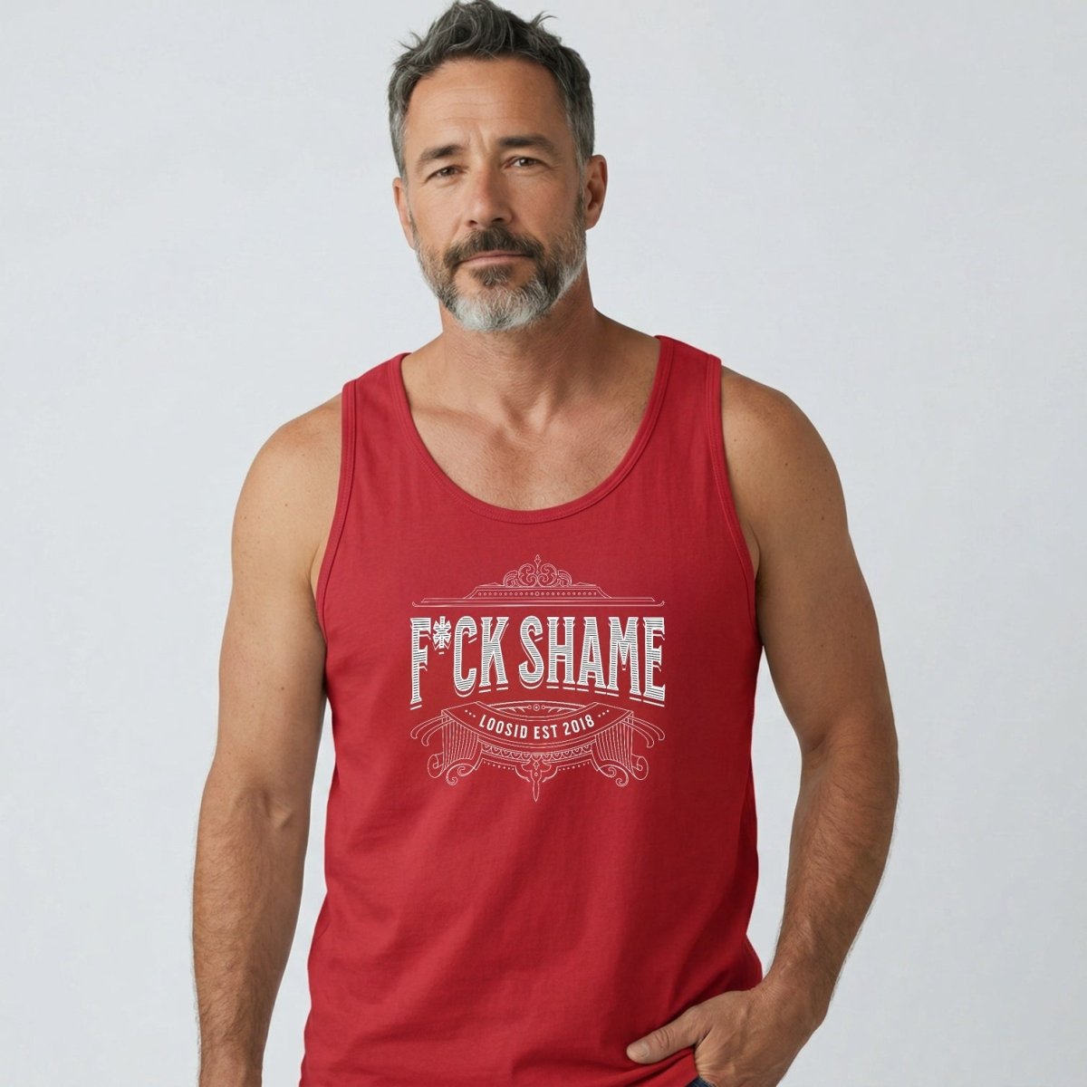F*ck Shame Sober Tank Top fit detail (view 19)