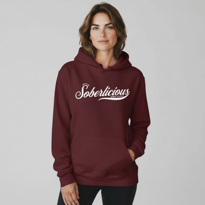 Soberlicious Recovery Hoodie flat lay styled image (view 13)