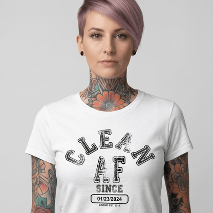 Clean AF Since Clean Sober T Shirt fit detail (view 9)