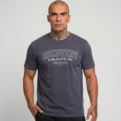 Recovery Looks Good On You Unisex garment dyed Sober T Shirt featuring the design (view 11)