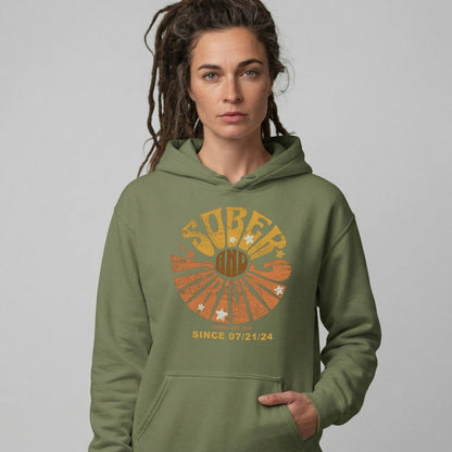 Sober & Thriving Recovery Hoodie lifestyle view (view 25)