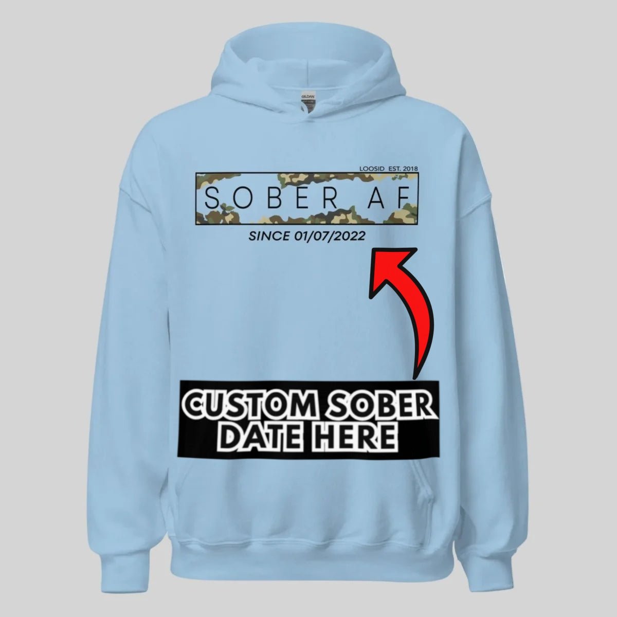 Sober AF Camo Recovery Hoodie side view (view 26)