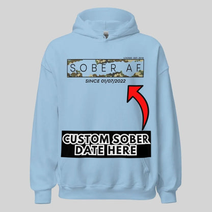 Sober AF Camo Recovery Hoodie side view (view 26)