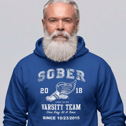 Sober Varsity Team Recovery Hoodie lifestyle view (view 35)