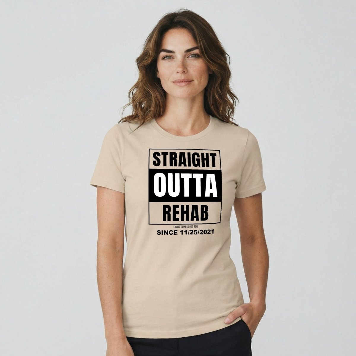 Straight Outta Rehab Sober T Shirt side view (view 16)