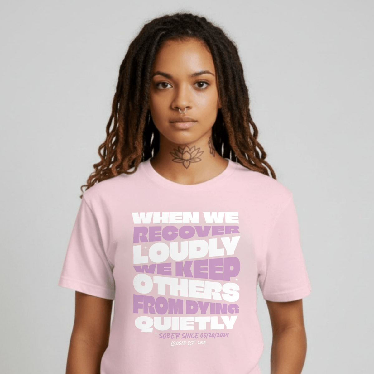 When we recover Loudly Sober T Shirt close-up view (view 2)