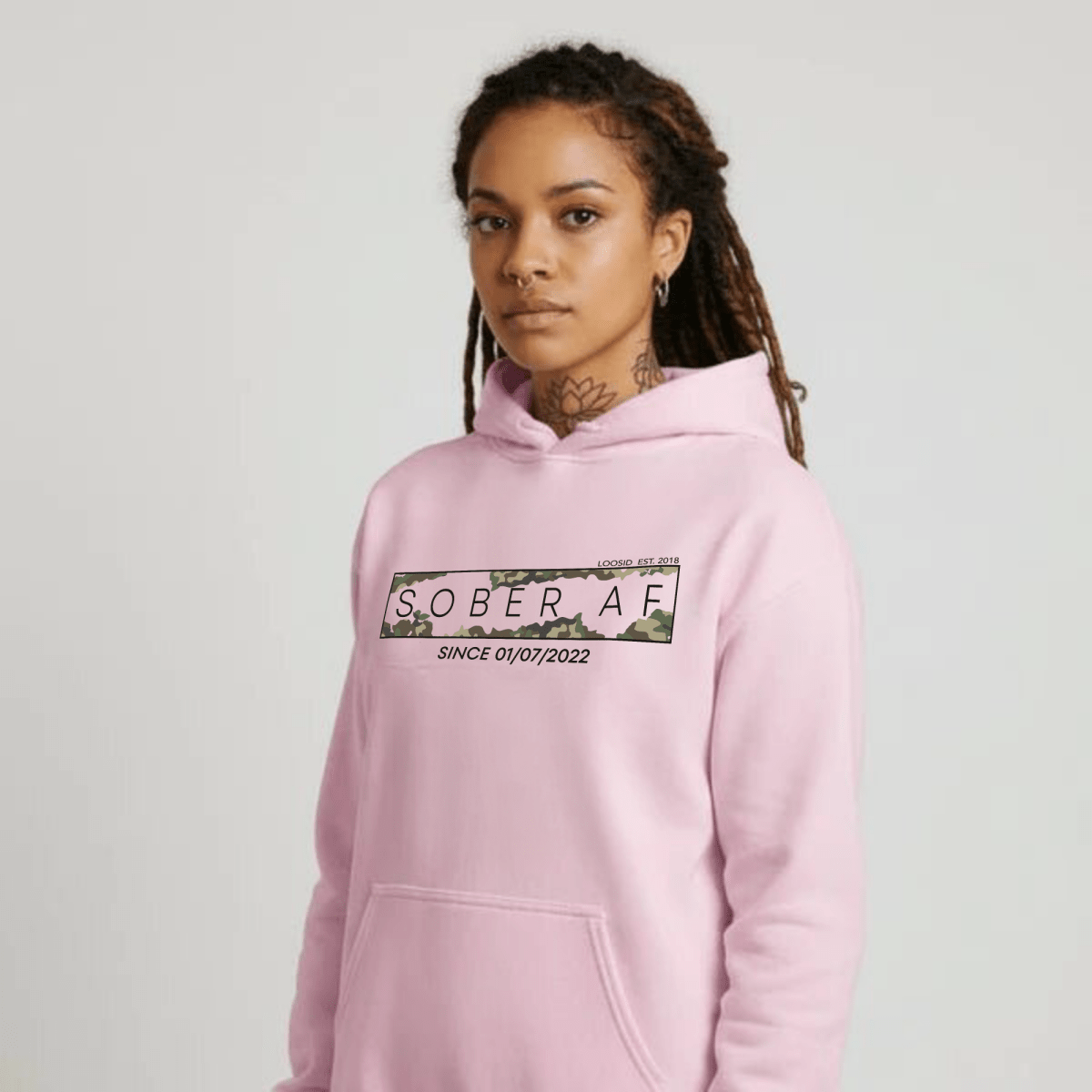 Sober AF Camo Recovery Hoodie featuring the design (view 31)