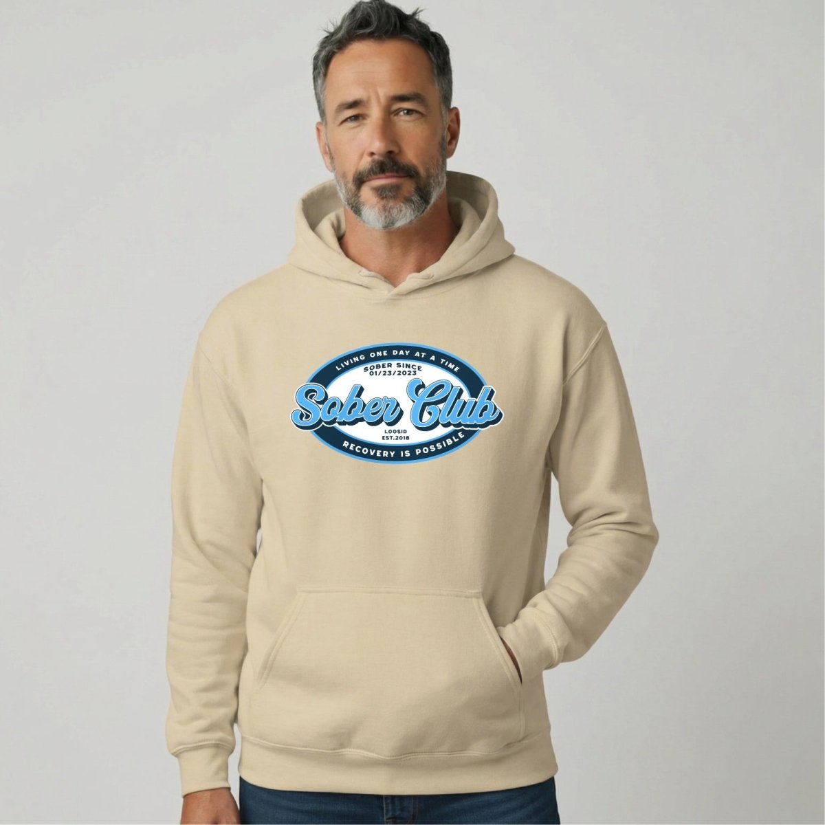 Sober Club Badge Recovery Hoodie featuring the design (view 11)