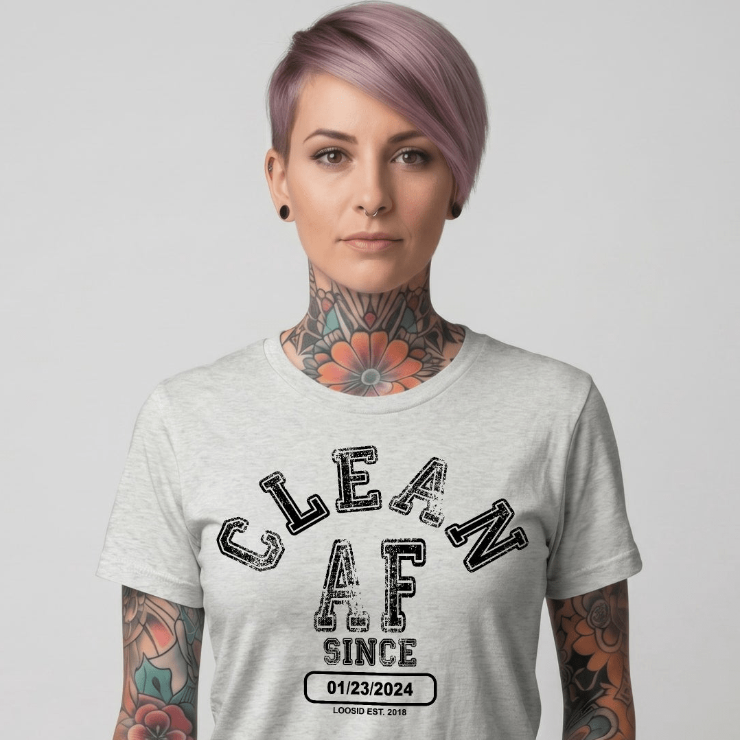 Clean AF Since Clean Sober T Shirt packaging detail (view 18)