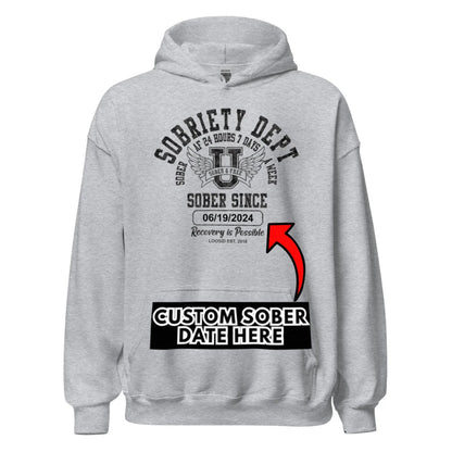 Sobriety Dept Recovery Hoodie featuring the design (view 21)