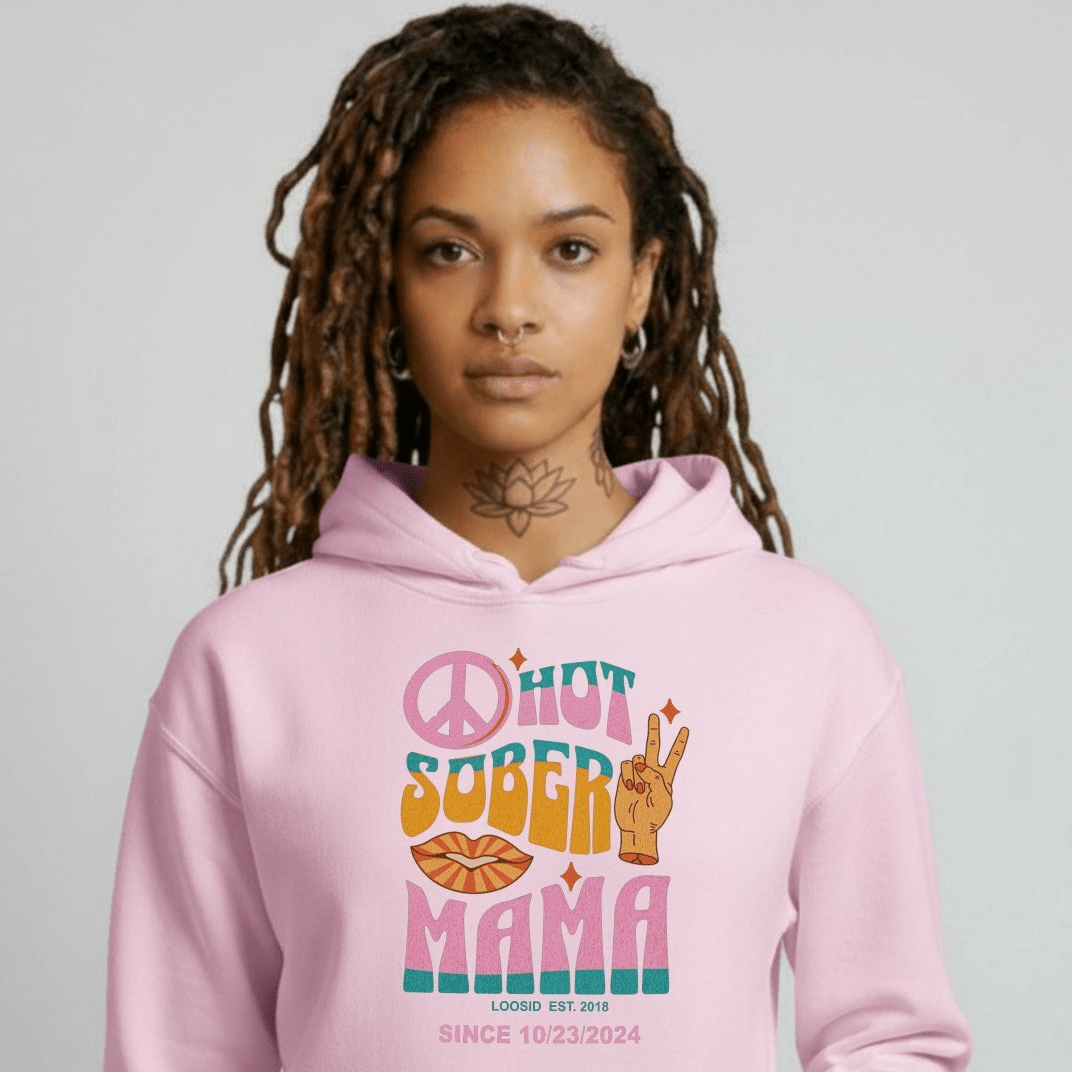 Hot Sober Mama Recovery Hoodie side view (view 36)