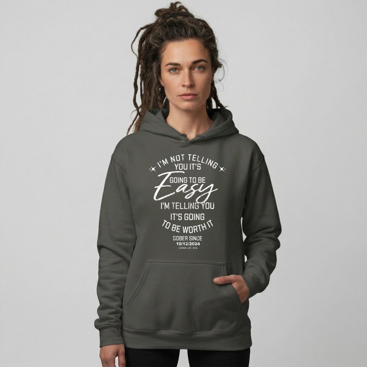 I'm Not Telling Your It's Easy Custom Sobriety Recovery Hoodie graphic detail (view 14)