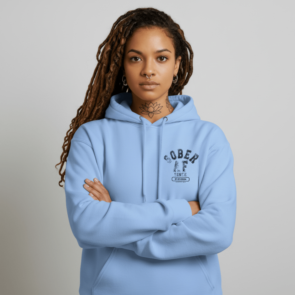 Sober AF Recovery Hoodie packaging detail (view 28)