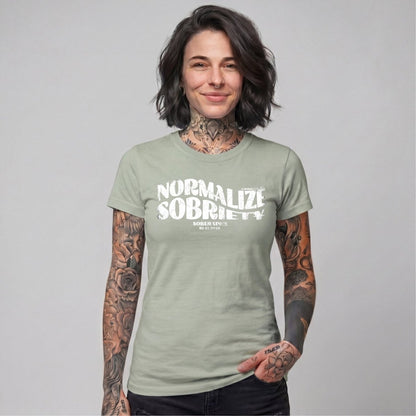 Normalize Sobriety Women garment dyed Sober T Shirt flat lay styled image (view 3)