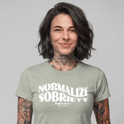 Normalize Sobriety Women garment dyed Sober T Shirt close-up view (view 2)