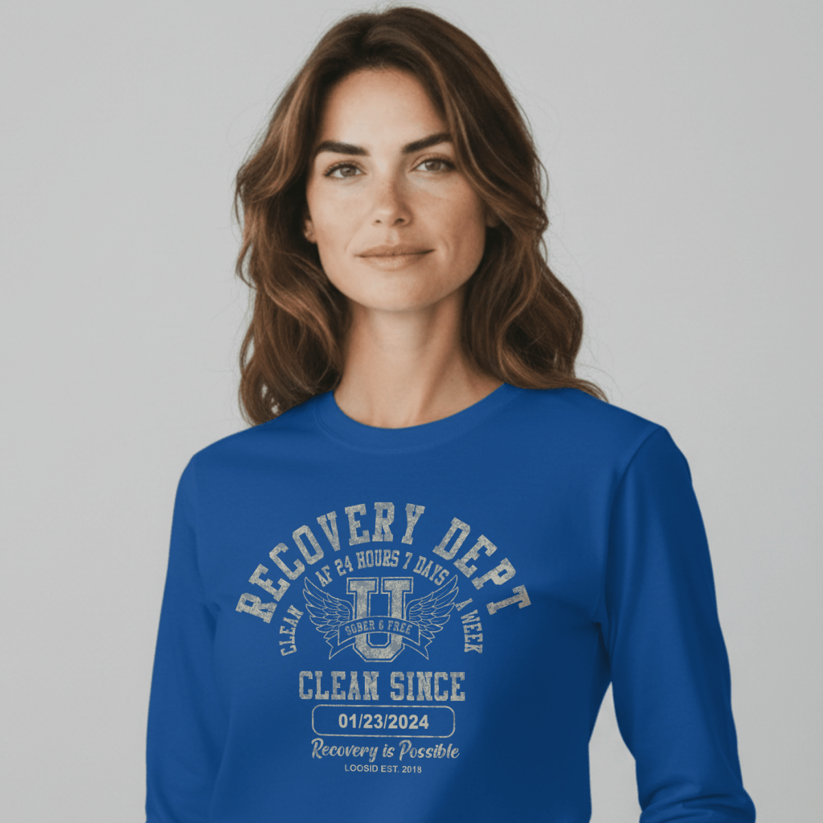 Recovery Dept 24 7 Long Sleeve Sober T Shirt featuring the design (view 21)