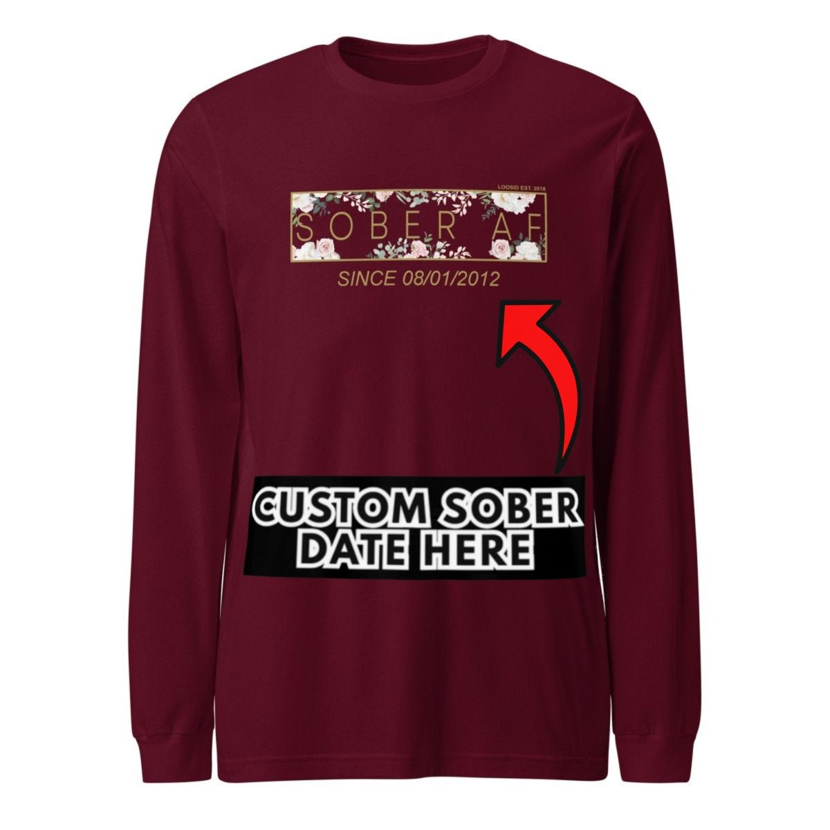 Sober AF Flower Long Sleeve Sober T Shirt close-up view (view 12)