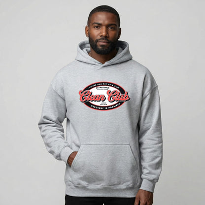 Clean Club Badge Recovery Hoodie flat lay styled image (view 13)