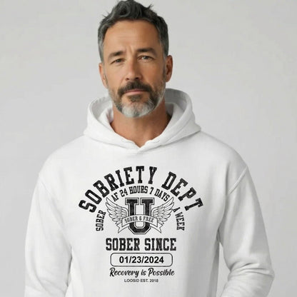 Sobriety Dept Recovery Hoodie graphic detail (view 34)