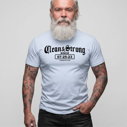 Recovery Date Men's Sobriety Sober T Shirt lifestyle view (view 25)