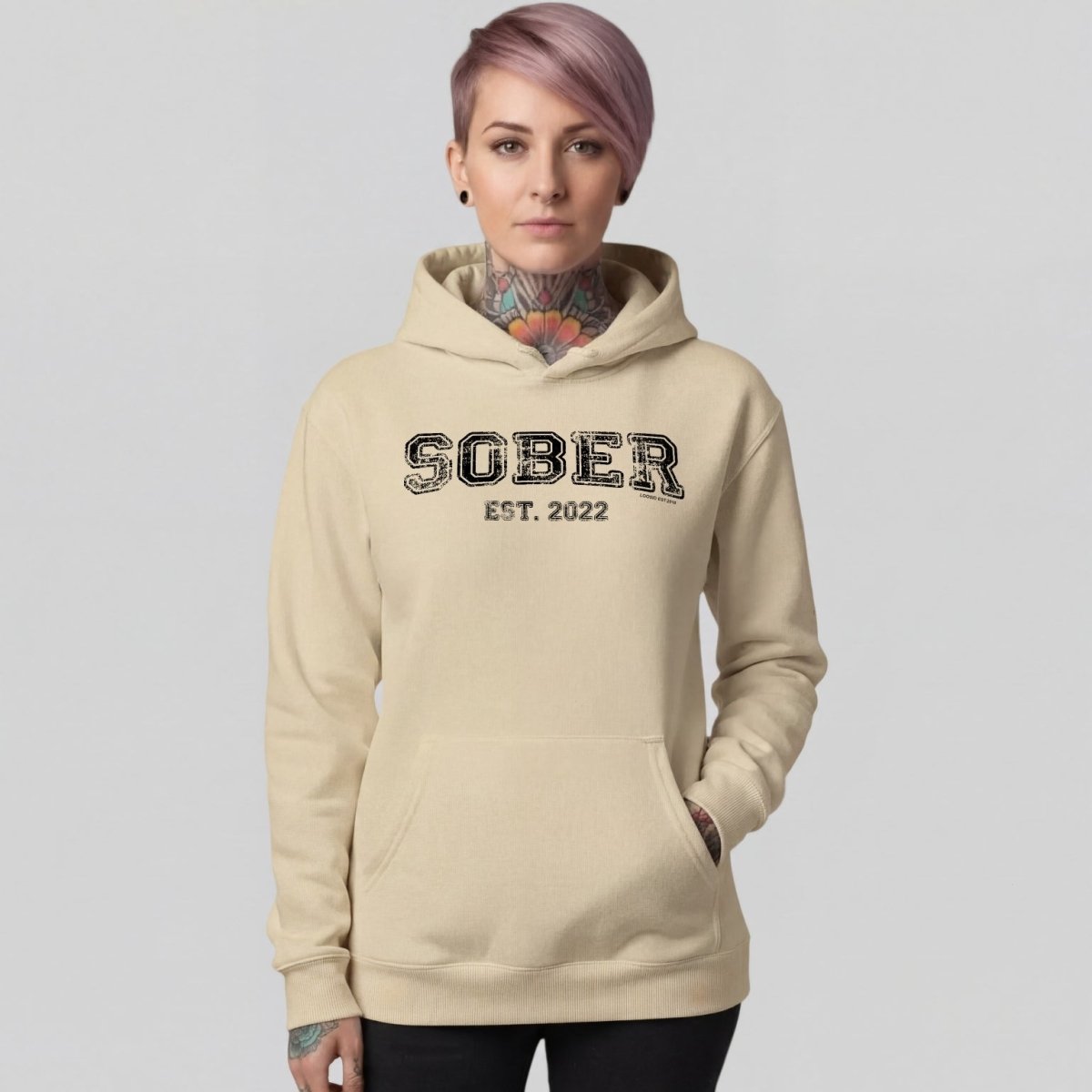 Sober Est. Hoodie w Personalized Sobriety Year Recovery Hoodie graphic detail (view 34)