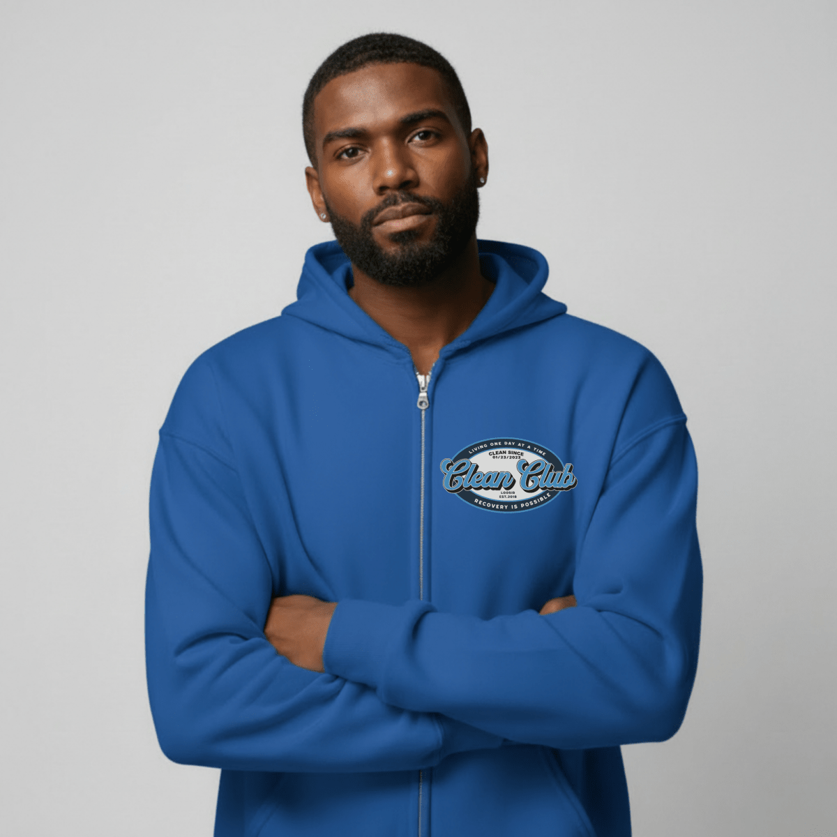 Clean Club Badge Unisex Zip Recovery Hoodie graphic detail (view 24)