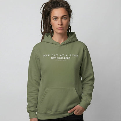 One Day At a Time Recovery Hoodie lifestyle view (view 25)