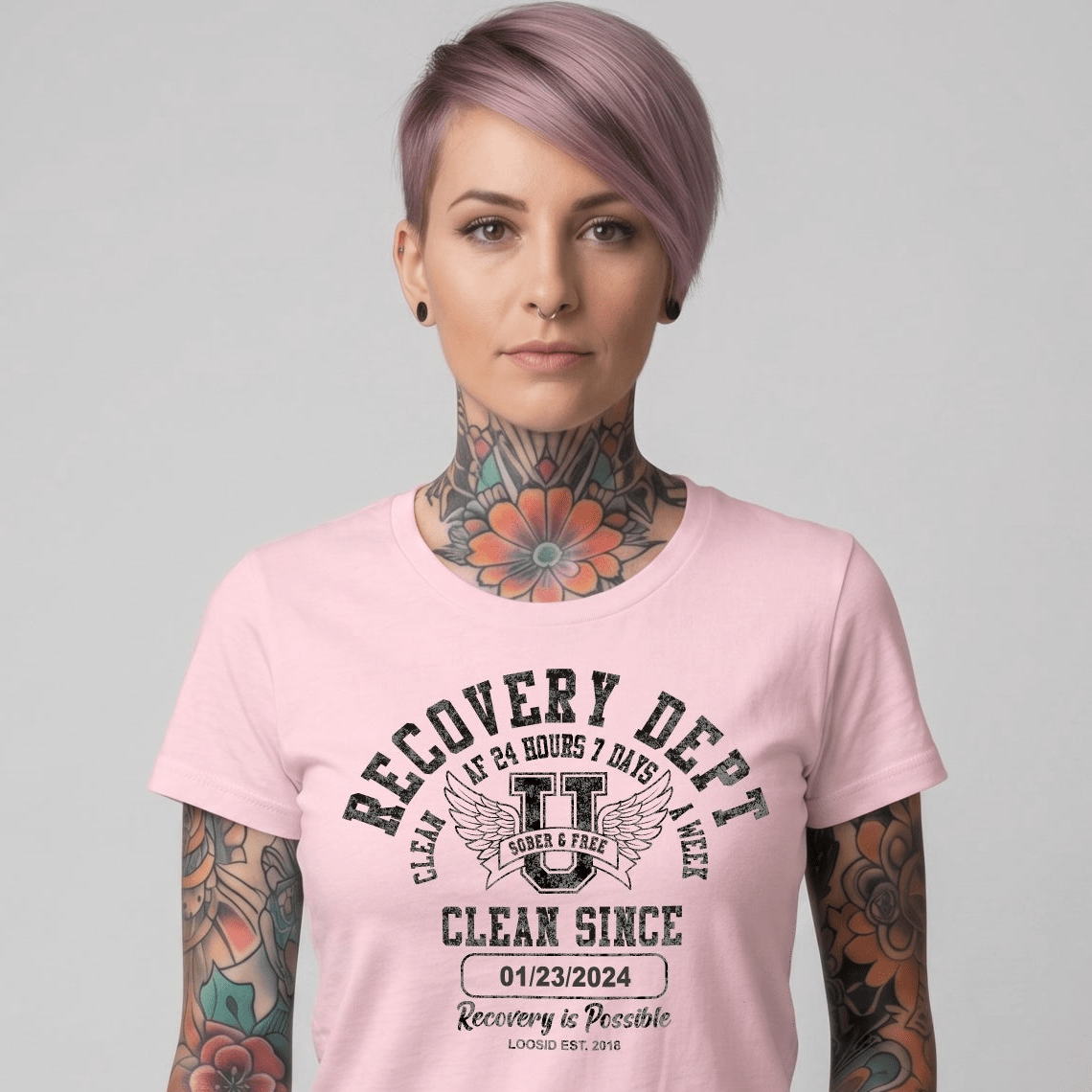Clean Since Sobriety Sober T Shirt lifestyle view (view 15)