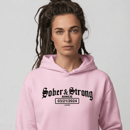 Old School Sober & Strong Recovery Hoodie packaging detail (view 48)
