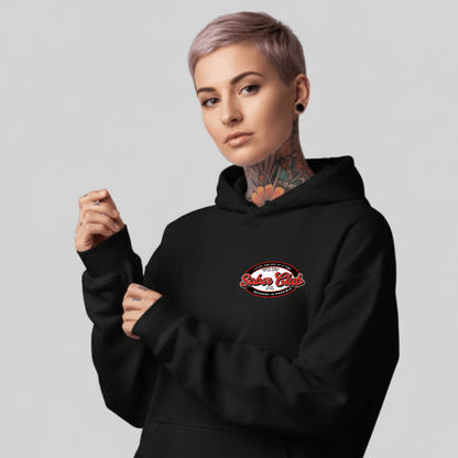 Sober Club Badge Recovery Hoodie lifestyle view (view 5)