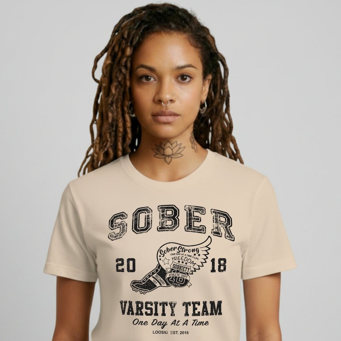 Sober Varsity Team Sober T Shirt lifestyle view (view 15)