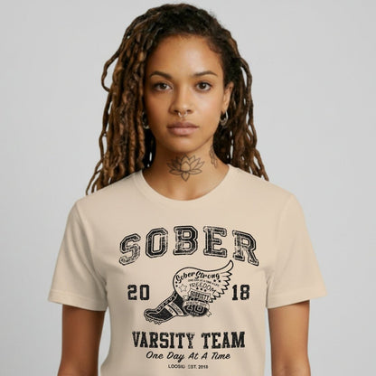 Sober Varsity Team Sober T Shirt lifestyle view (view 15)